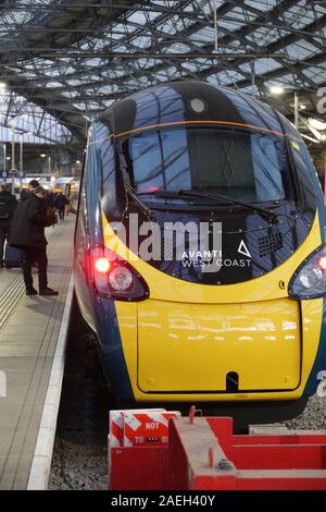 Liverpool, UK. 9th Dec, 2019. Avanti West Coast train at Lime St station after taking over from Virgin Trains to run the service from Liverpool to London Euston. Avanti parent company First Rail said they will double the frequency of trains to two per hour. Credit: ken biggs/Alamy Live News Stock Photo