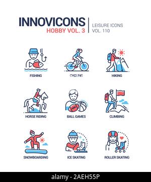 Hobby and activities - line design style icons set Stock Vector