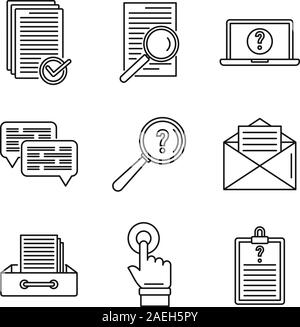 Request online form icons set. Outline set of request online form vector icons for web design isolated on white background Stock Vector