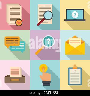 Request icons set. Flat set of request vector icons for web design Stock Vector