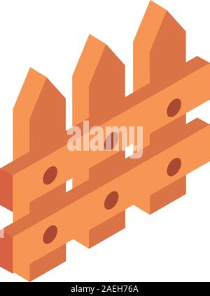 farm wooden fence protection rural isometric icon vector illustration Stock Vector