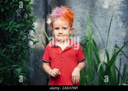 Funny Portrait Of Boy With Messy Hairstyle Crazy Hipster