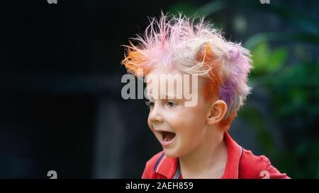 Funny Portrait Of Boy With Messy Hairstyle Crazy Hipster