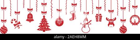 Christmas hanging ornaments background Stock Vector