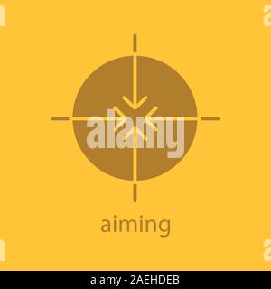 Aiming abstract symbol glyph color icon. Silhouette symbol. All direction arrows. Negative space. Vector isolated illustration Stock Vector