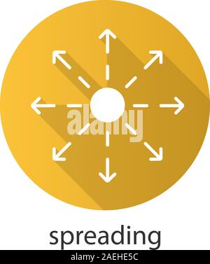 Spreading flat design long shadow icon. Distribution abstract metaphor. Vector silhouette symbol Stock Vector