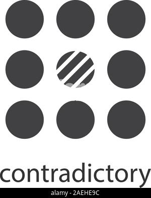 Contradictory glyph icon. Silhouette symbol. Abstract metaphor. Negative space. Vector isolated illustration Stock Vector