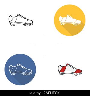 Cleat icon. Flat design, linear and color styles. American football, rugby, soccer, baseball player's shoe. Isolated vector illustrations Stock Vector