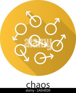 Chaos flat linear long shadow icon. Chaotic movement. Vector line symbol Stock Vector