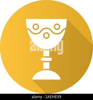 Church goblet flat design long shadow icon. Chalice. Holy water bowl. Vector silhouette symbol Stock Vector