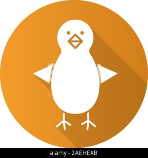 Chicken flat design long shadow icon. Nestling. Vector silhouette symbol Stock Vector