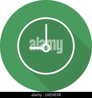 Clock flat linear long shadow icon. Time. Vector line symbol Stock Vector