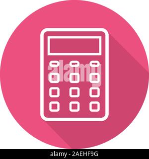 Calculator flat linear long shadow icon. Vector line symbol Stock Vector