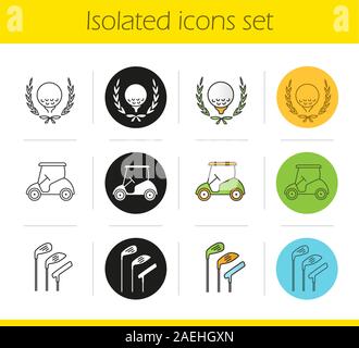 Golf ball and clubs linear icon. Thin line illustration. Golf equipment  contour symbol. Vector isolated outline drawing Stock Vector Image & Art -  Alamy