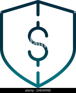 economy business money shield protection vector illustration gradient line Stock Vector