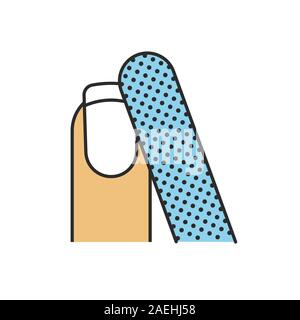 Nail filing color icon. French manicure. Woman's nail with file. Isolated vector illustration Stock Vector
