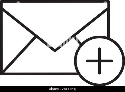 Add email linear icon. Thin line illustration. Email letter with plus contour symbol. Vector isolated outline drawing Stock Vector