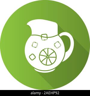 Lemonade jug flat design long shadow icon. Vector silhouette symbol Stock Vector
