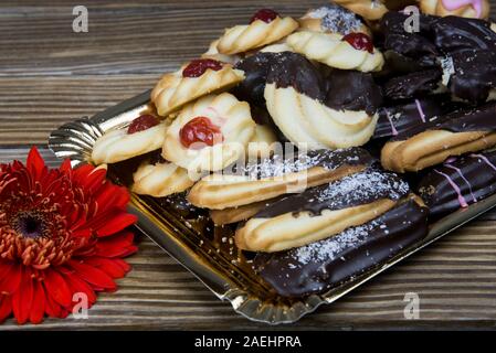 tea pastes on a wooden table Stock Photo