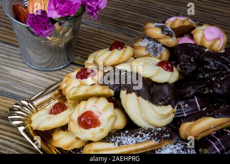 tea pastes on a wooden table Stock Photo