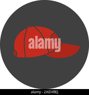 Baseball cap glyph color icon. Silhouette symbol on black background. Negative space. Vector illustration Stock Vector