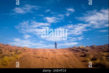 Mountain biker on top of a hill Stock Photo