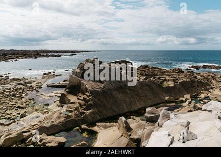 Rock formations in Pink Granite Coast around Perros-Guirec in Brittany, France Stock Photo