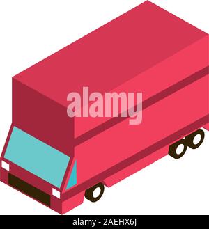 red truck shipping transport vehicle isometric icon vector illustration Stock Vector
