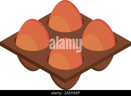 farm eggs raw tray isometric icon vector illustration Stock Vector
