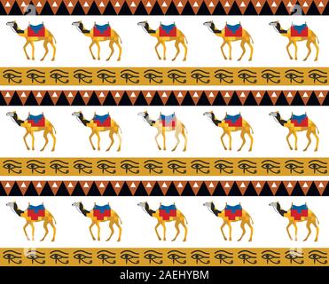 Egyptian seamless pattern. Tribal repeating texture, endless backdrop backdrop. Vector illustration Stock Vector