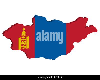 3D Mongolia Map Flag Vector illustration Eps 10. Stock Vector