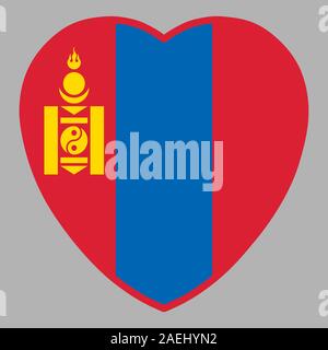 Mongolia Flag In Heart Shape Vector illustration Eps 10. Stock Vector