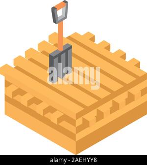 farm wooden stowage pitchfork tool isometric icon vector illustration Stock Vector