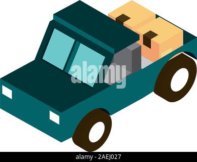 jeep equipment transport vehicle isometric icon vector illustration Stock Vector