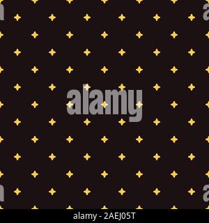 Four pointed star seamless pattern vector background. Yellow, black. Stock Vector