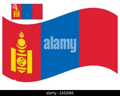 Wave Mongolia Flag Vector illustration Eps 10. Stock Vector