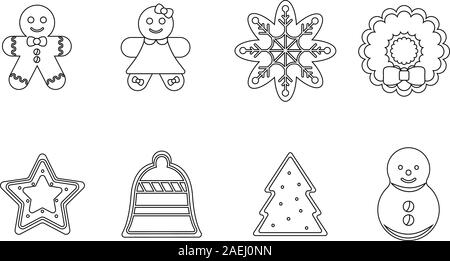 Set of gingerbreads icon Stock Vector