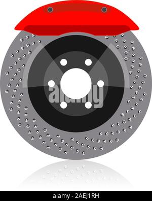 Brake disc with caliper, vector illustration Stock Vector
