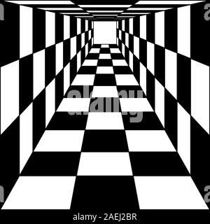 abstract background, chess corridor tunnel. Vector illustration. Stock Vector