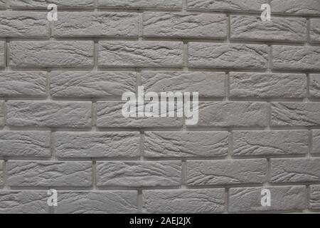 brick wall painted white pattern for beautiful background. Stock Photo