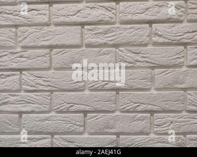 White Rustic Texture. Retro Whitewashed Old Brick Wall Surface. Vintage Structure. Stock Photo