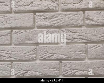 White Rustic Texture. Retro Whitewashed Old Brick Wall Surface. Vintage Structure. Stock Photo