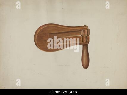 Watchmen Rattle A circa 1941 watchman's rattle by Leonard Battee showing a wooden ...