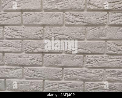 White Rustic Texture. Retro Whitewashed Old Brick Wall Surface. Vintage Structure. Stock Photo