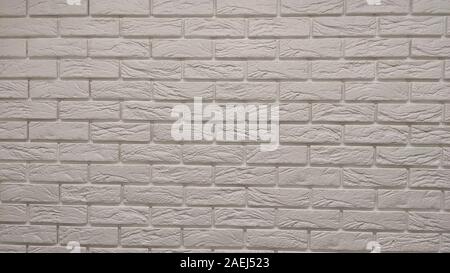 brick wall painted white pattern for beautiful background. Stock Photo