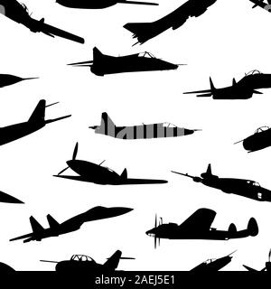 combat aircraft silhouettes. vector illustration . Seamless wallpaper ...