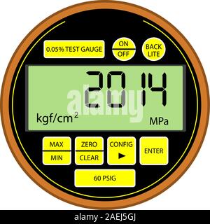 2014 New Year modern digital gas manometer isolated on white background Stock Vector