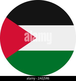 Palestine round flag vector illustration. Perfect for icon, badge, symbol, sign, glossy, sticker etc. Stock Vector