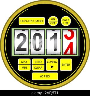 2014 New Year modern digital gas manometer isolated on white background Stock Vector