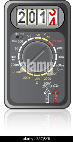 2014 New Year Multimeter  on a white background, vector. Stock Vector